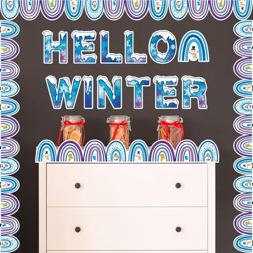 Winter Boho Rainbow Bulletin Board Decorations Set