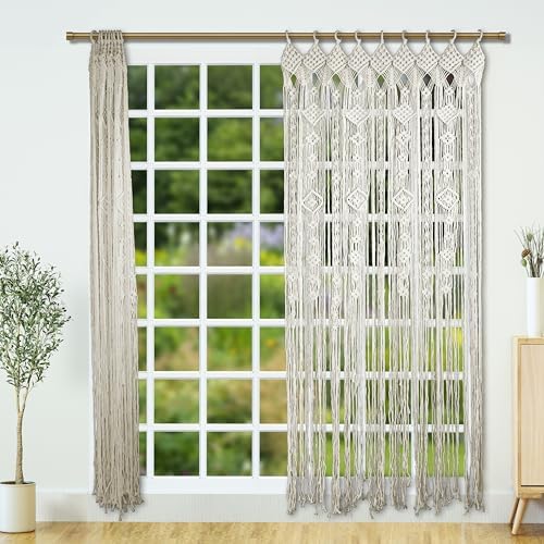 Macrame Curtain Boho Doorway Decor With Wooden Rings