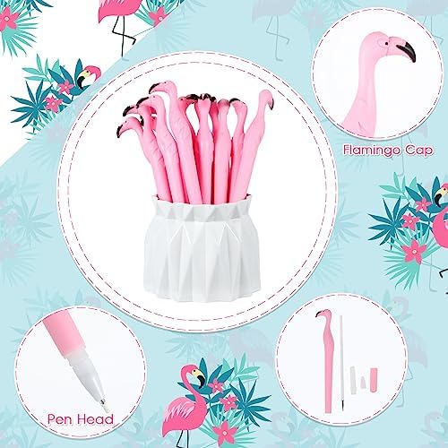 Fulmoon 40 Pcs Cute Pink Flamingo Gel Pens