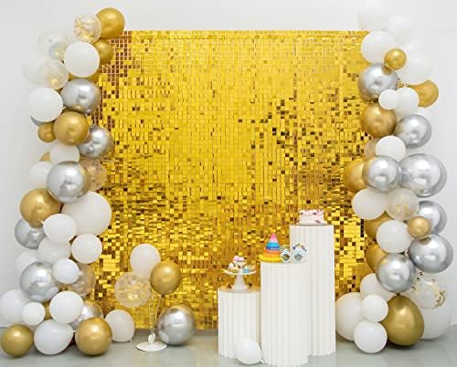 Kate Square Gold Shimmer Wall Sequin Panel Backdrop Pack of 12