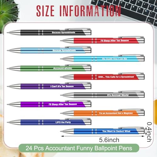24 Pcs Funny Accountant Pens with Quotes
