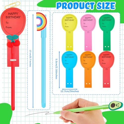 36 Pcs Happy Birthday Pens with Balloon Cards Set