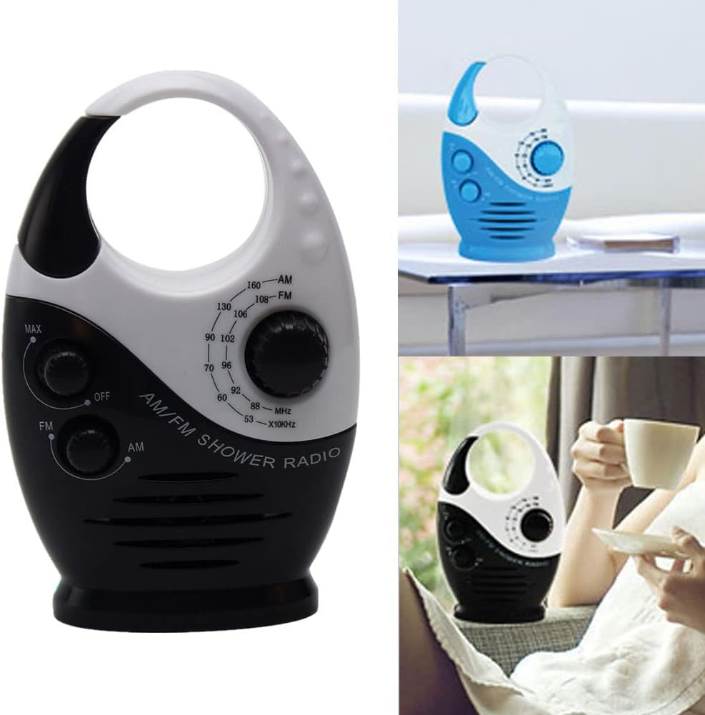 Shower Radio with AM FM Waterproof Portable Black