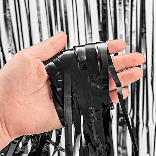 Foil Fringe Curtain Black Party Backdrop