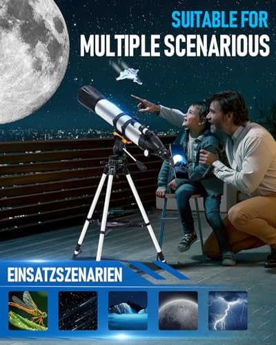 Sararoom High-Powered Refractor Telescope with Tripod and Phone Adapter