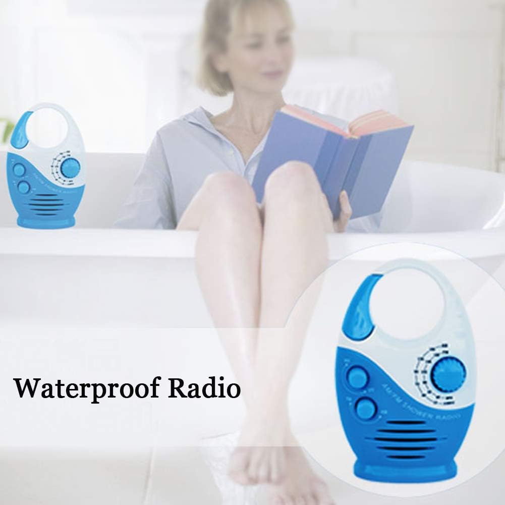 Shower Radio Waterproof Hanging AM FM Radio with Adjustable Volume Blue