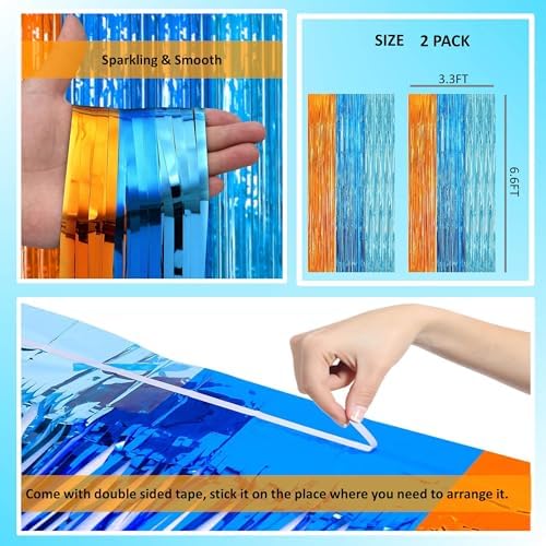 2 Pack Blue and Orange Streamers Party Decorations