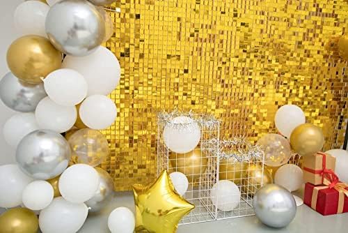 Kate Square Gold Shimmer Wall Sequin Panel Backdrop Pack of 12