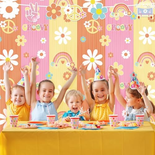 2 Packs Groovy Party Decorations Foil Curtain Tinsel Streamers