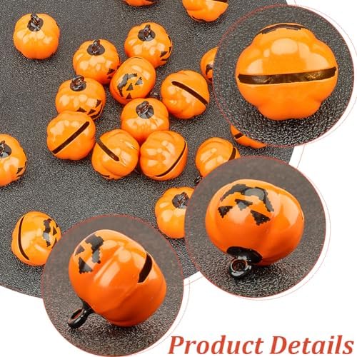 GORGECRAFT 20Pcs Mini Pumpkin Jingle Bell Beads