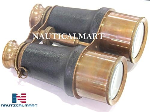 NauticalMart 6 Inche Marine Brown Antique Leather Binoculars