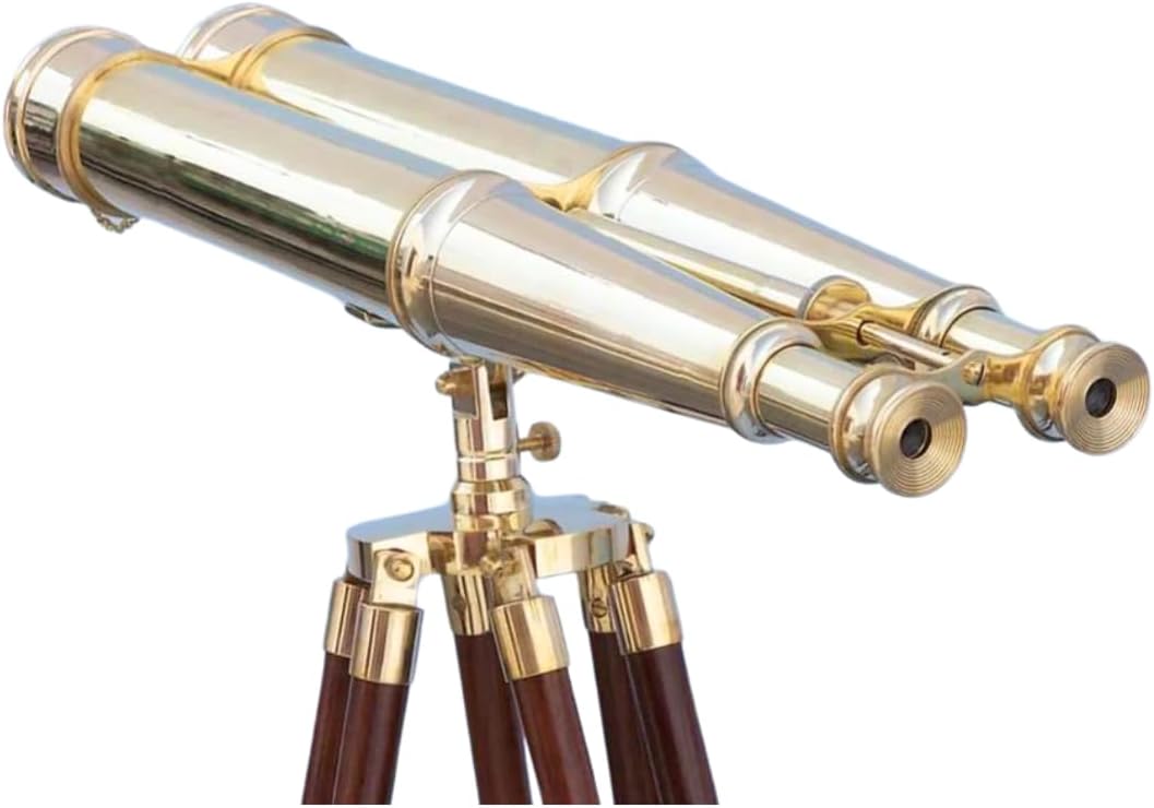 Nautical Floor Standing Brass Binoculars with Adjustable Tripod