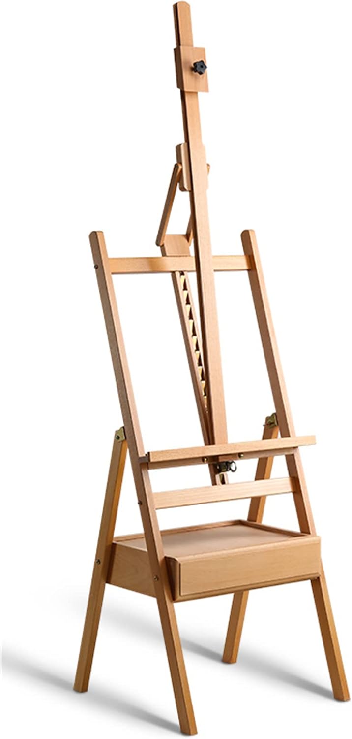 Adjustable Wooden H-Frame Art Easel with Storage Drawer