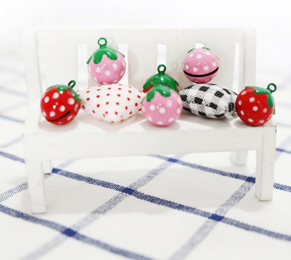 10pcs Strawberry Shape Bells for Jewelry and Decor