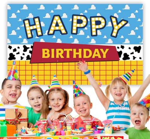 Cartoon Story Birthday Backdrop 5X3FT