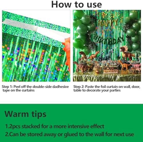 4 Pack Green Foil Fringe Curtain for Party Decorations