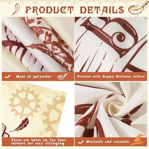 Wizard Party Backdrop Banner Magic School Castle Happy Birthday Decoration