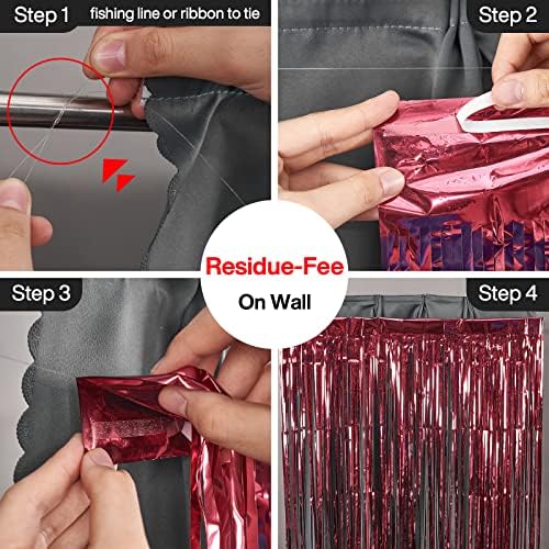 PartyWoo Retro Red Foil Curtain 2pc 66x33ft