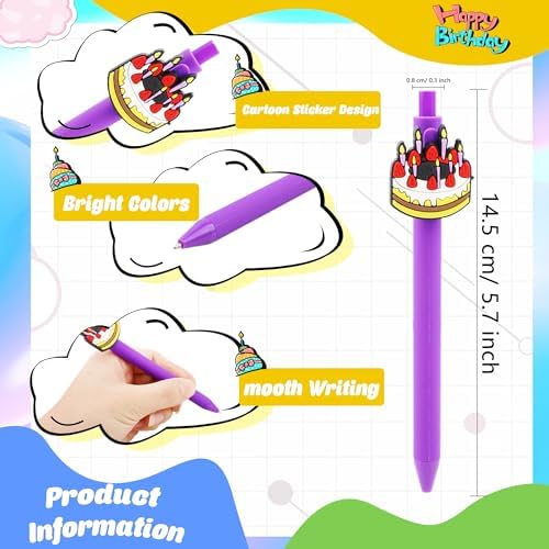 26 Pcs Cute Birthday Themed Ballpoint Pens