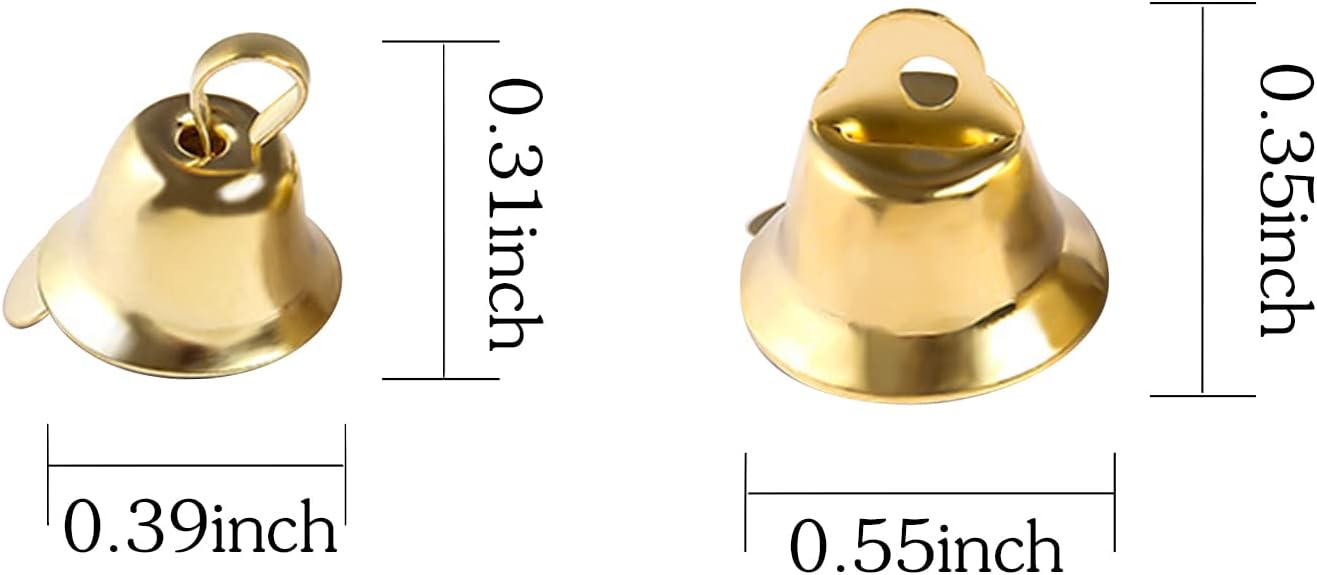 100PCS Gold Bells Mini Bells Craft Decor Set