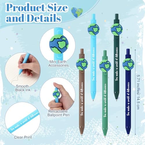 20 Sets Back to School Gift Cute Retractable Globe Pens