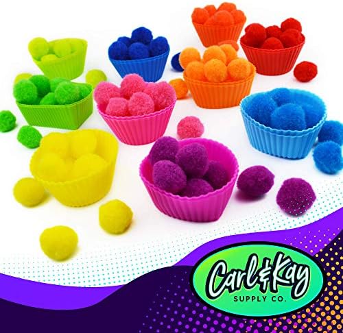 Carl Kay 300 Pcs 1 Inch Pom Poms 50 Adhesive Eyes Craft Set
