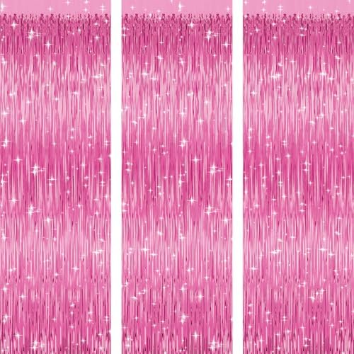 3 Pack Pink Tinsel Backdrop Decorations