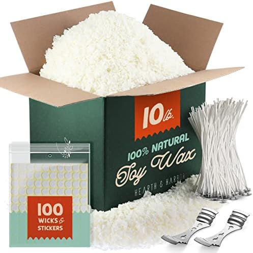 Hearth Harbor Soy Candle Wax Kit 10 lb with Wicks and Tools