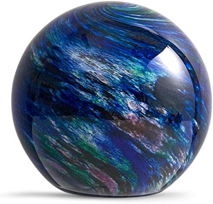 Hand Blown Glass Ocean Waves Planet Figurine Desk Paperweight