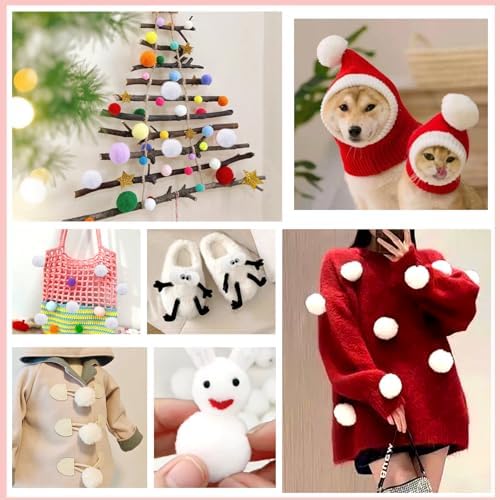 TOAOB 30PCS Large 2 Inch White Pom Poms for DIY Crafts