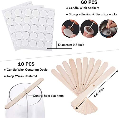Antunihood Candle Wicks 100 Pcs with 60 Stickers and 10 Wooden Holders