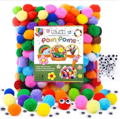 Caydo 400 Pcs Assorted 1 Inch Pom Poms Craft Supplies