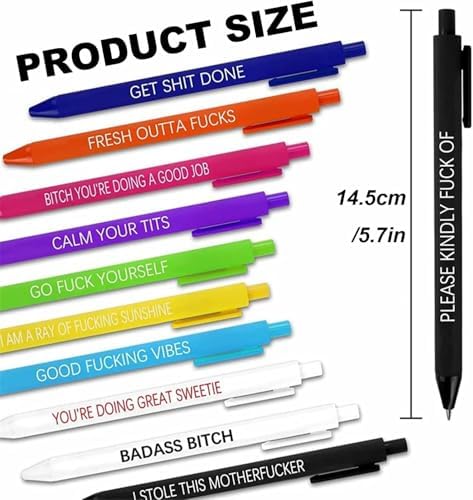 11 Pcs Funny Retractable Pens with Snarky Sayings