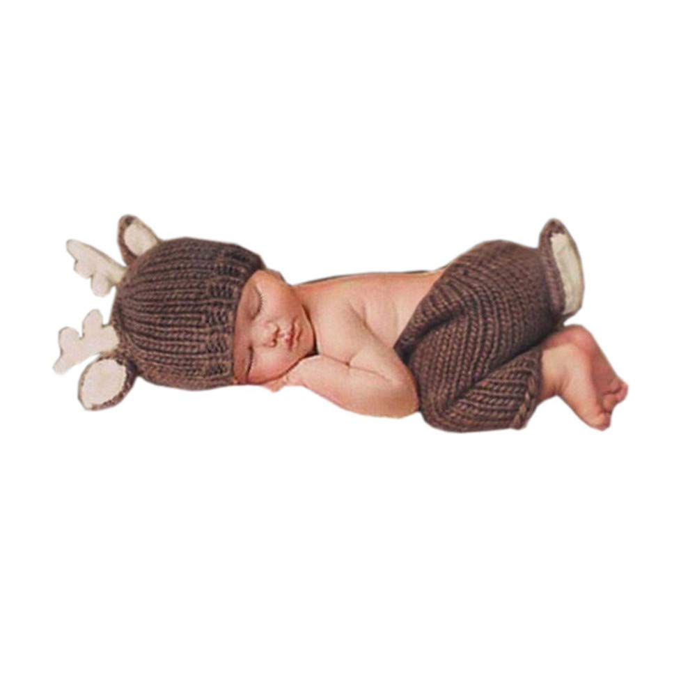 Pinbo Newborn Baby Photography Prop Crochet Deer Hat Pants