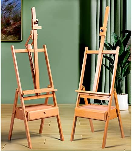 Adjustable Wooden H-Frame Art Easel with Storage Drawer