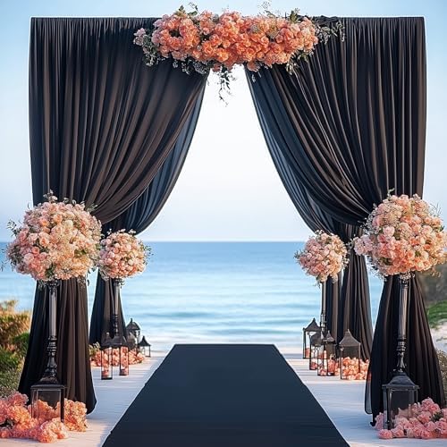 10ft x 12ft Wrinkle Free Black Backdrop Curtain 2 Panels