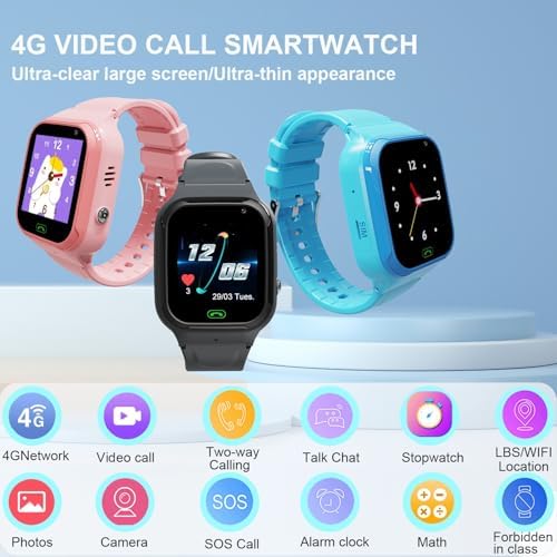 4G Kids Smart Watch with GPS Tracking and SOS Alarm