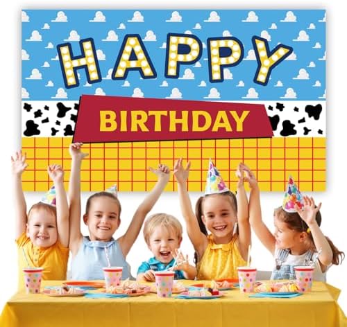 Cartoon Story Birthday Backdrop 5X3FT