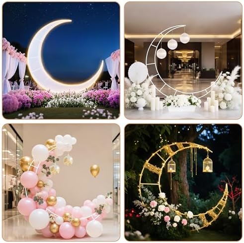 72 Feet Moon Shaped Wedding Arch Backdrop Gold Frame