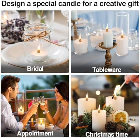 100 Wood Candle Wicks with Iron Stand and Trimmer for DIY