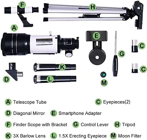 70mm Aperture Refractor Telescope with Smartphone Adapter for Kids and Adults