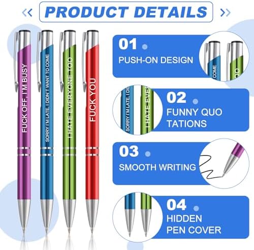 24 Snarky Office Pens Funny Ballpoint Pens with Insulting Quotes