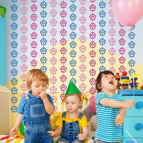 2 Pack Paw Birthday Decorations Blue and Pink