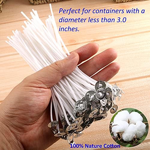 MILIVIXAY 100PCS 8 Inch Candle Wicks with Metal Tabs and Wood Holders