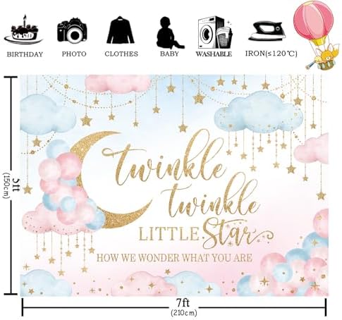 Homewelle Twinkle Twinkle Little Star Gender Reveal Backdrop 7x5 Feet