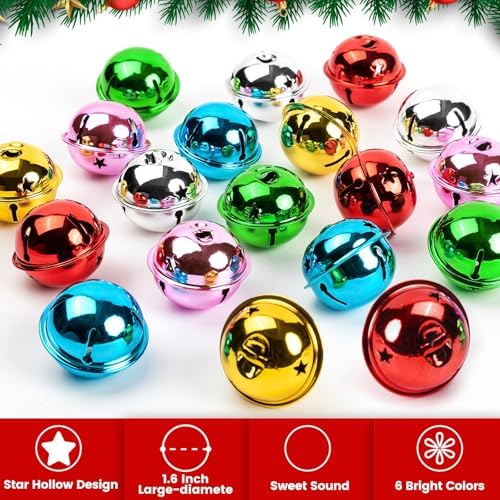 18PCS Large Jingle Bells for Christmas Crafts and Decor