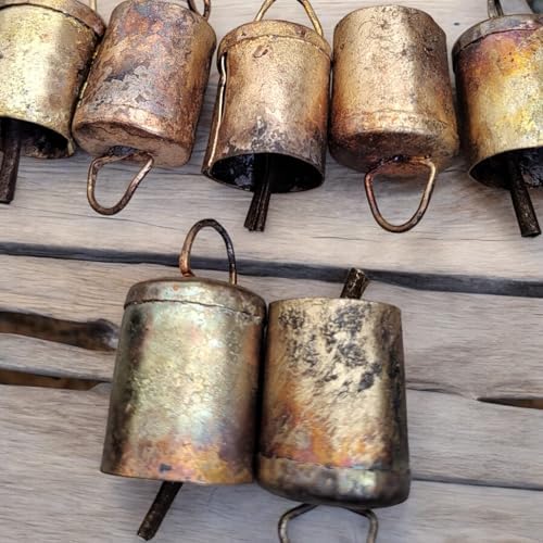 Rustic Iron Bells 2-Inch Set of 12 Antique Gold
