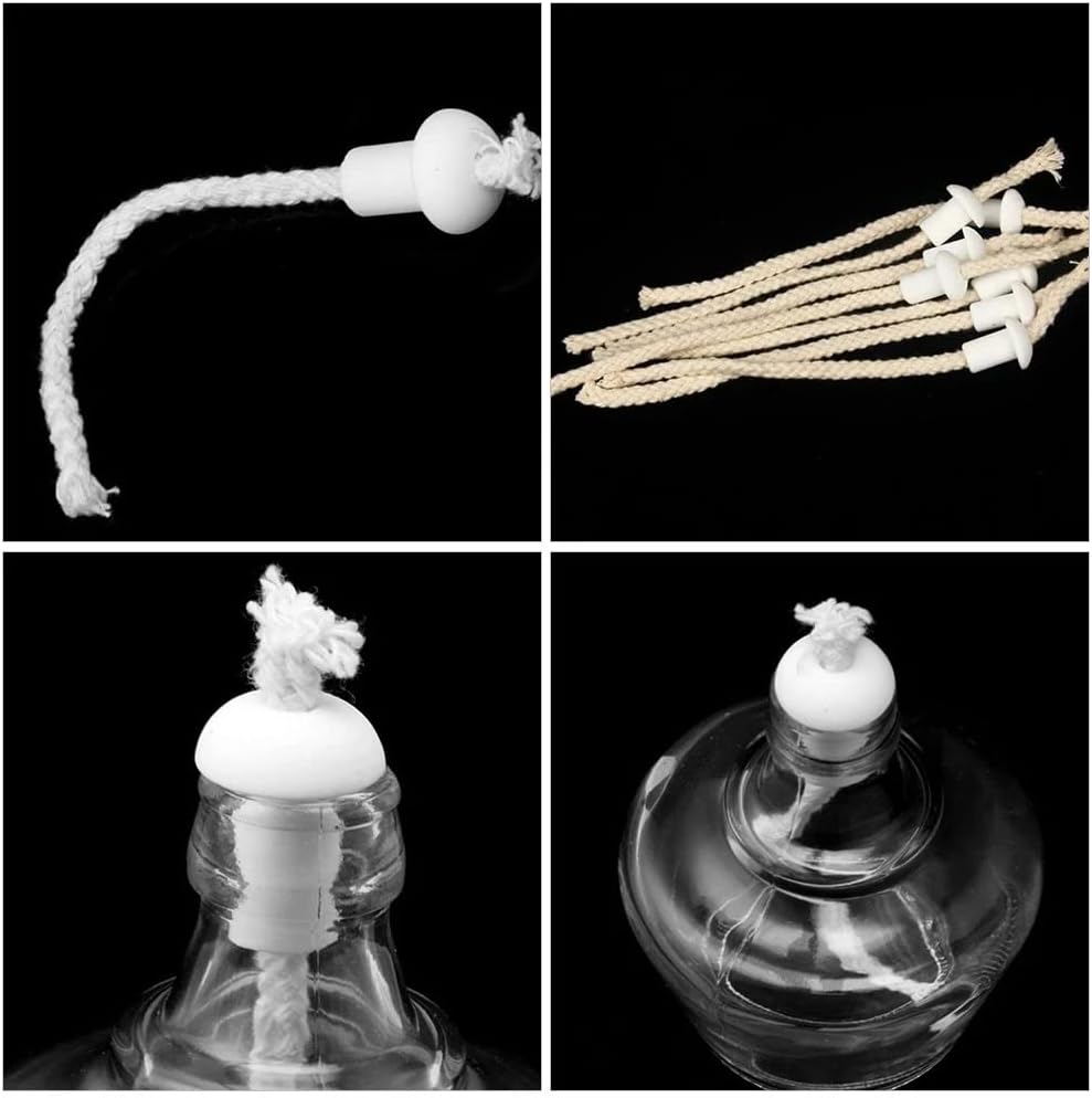 20 Pcs Ceramic Oil Lamp Holders with 50 Feet Cotton Wicks