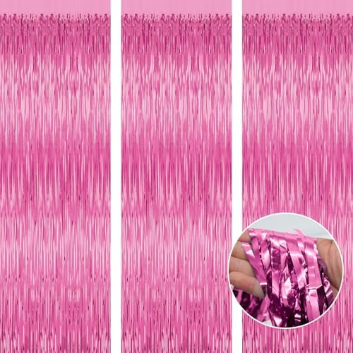 3 Pack Pink Tinsel Backdrop Decorations