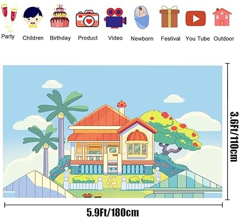 Pinkstep Happy Birthday Cartoon Backdrop for Kids